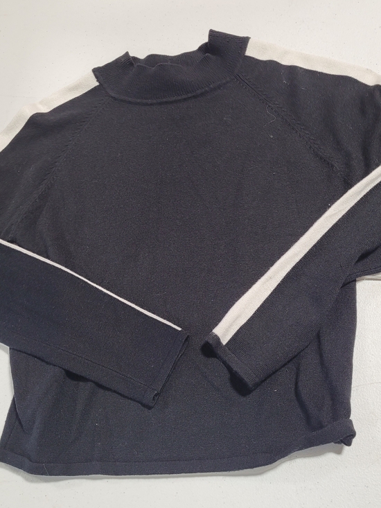 H&M Sweaters - H&M Women's Black Turtleneck Sweater with White Sleeve Stripe
